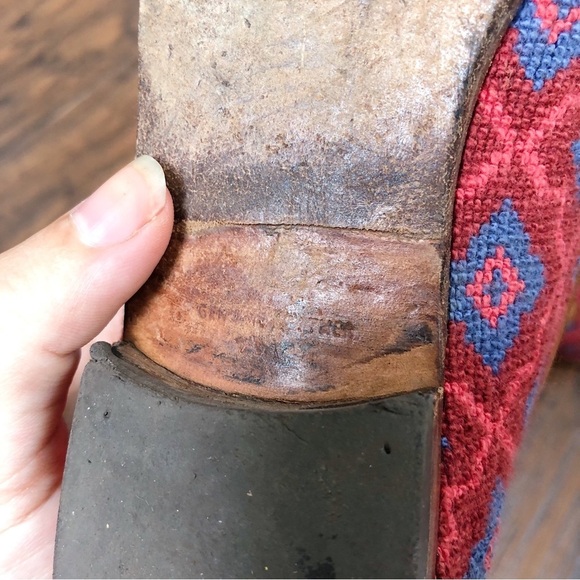 Stubbs & Wootton • needlepoint smoking loafer red blue moroccan pattern tapestry - Picture 8 of 9